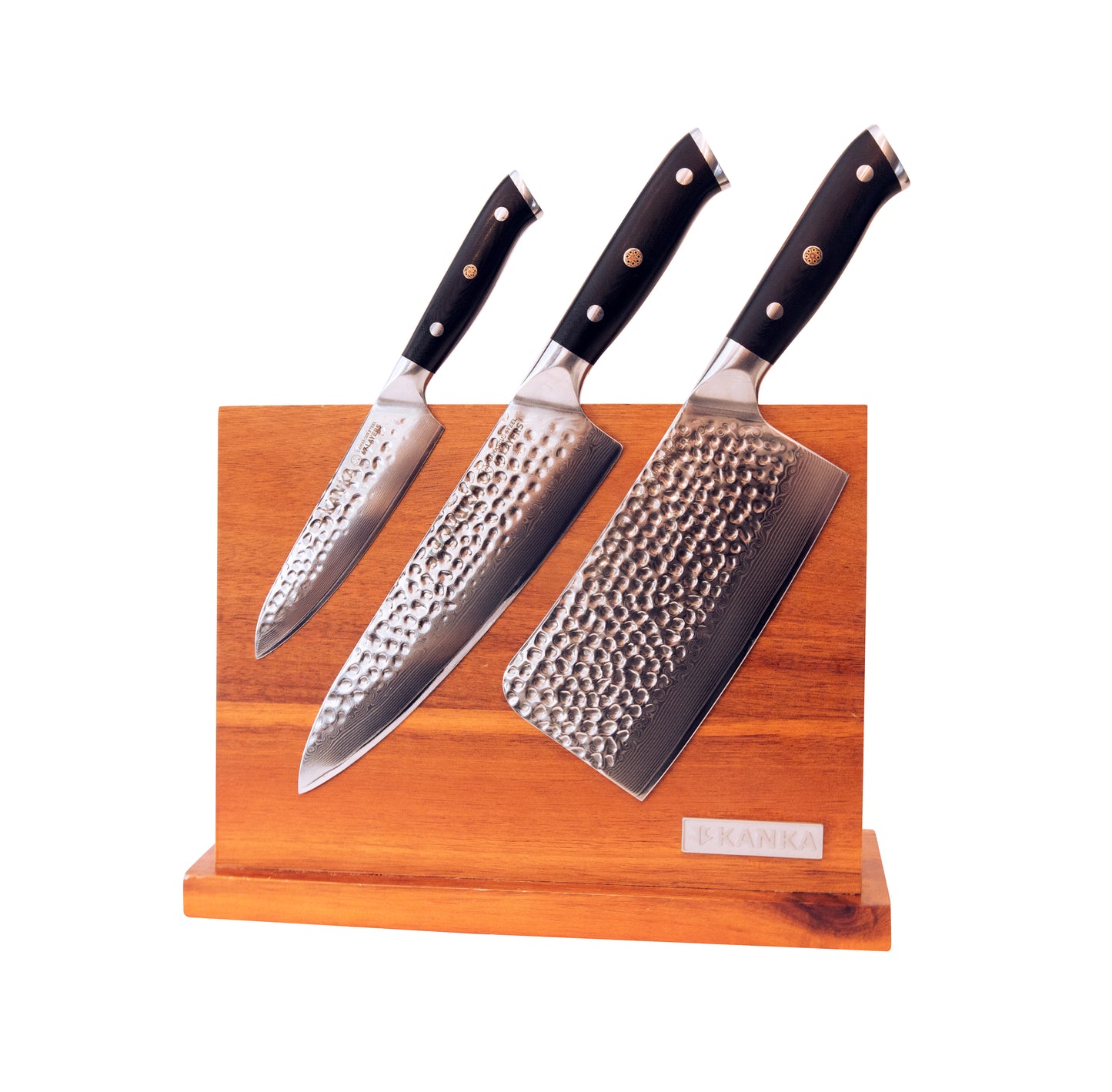 SET 3 CUCHILLOS ACERO ALEMÁN + PORTA CUCHILLOS ¡GRATIS!