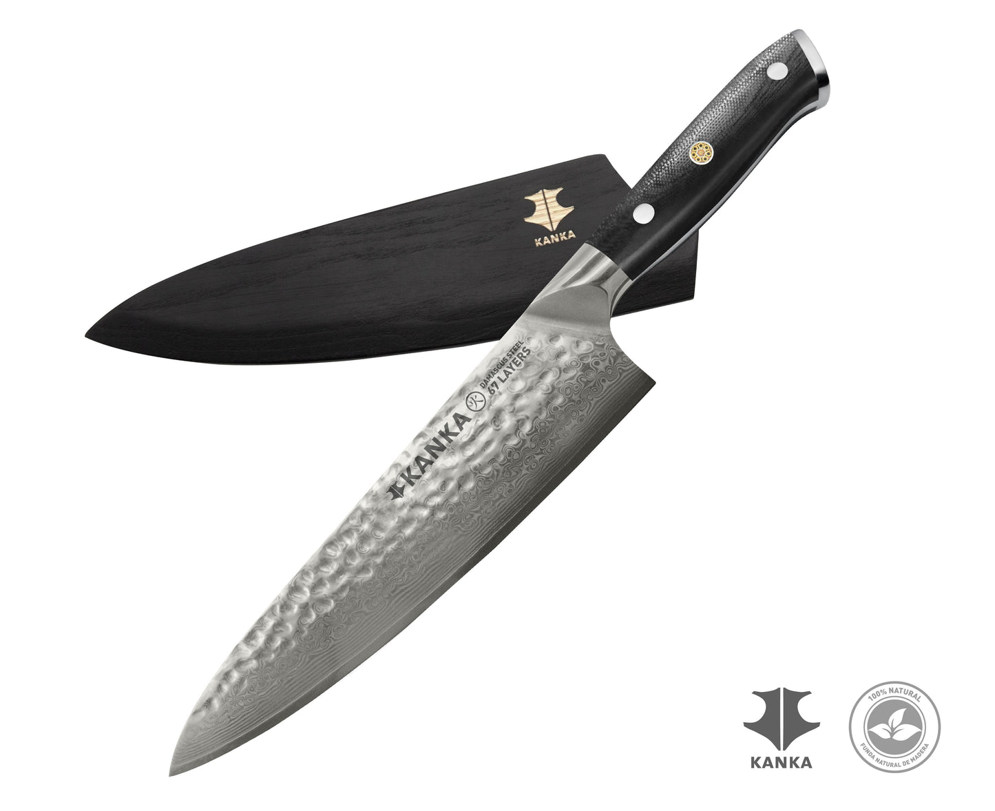 TABLA REVERSIBLE XL + CUCHILLO CHEF 8" DAMASCO + GARRAS