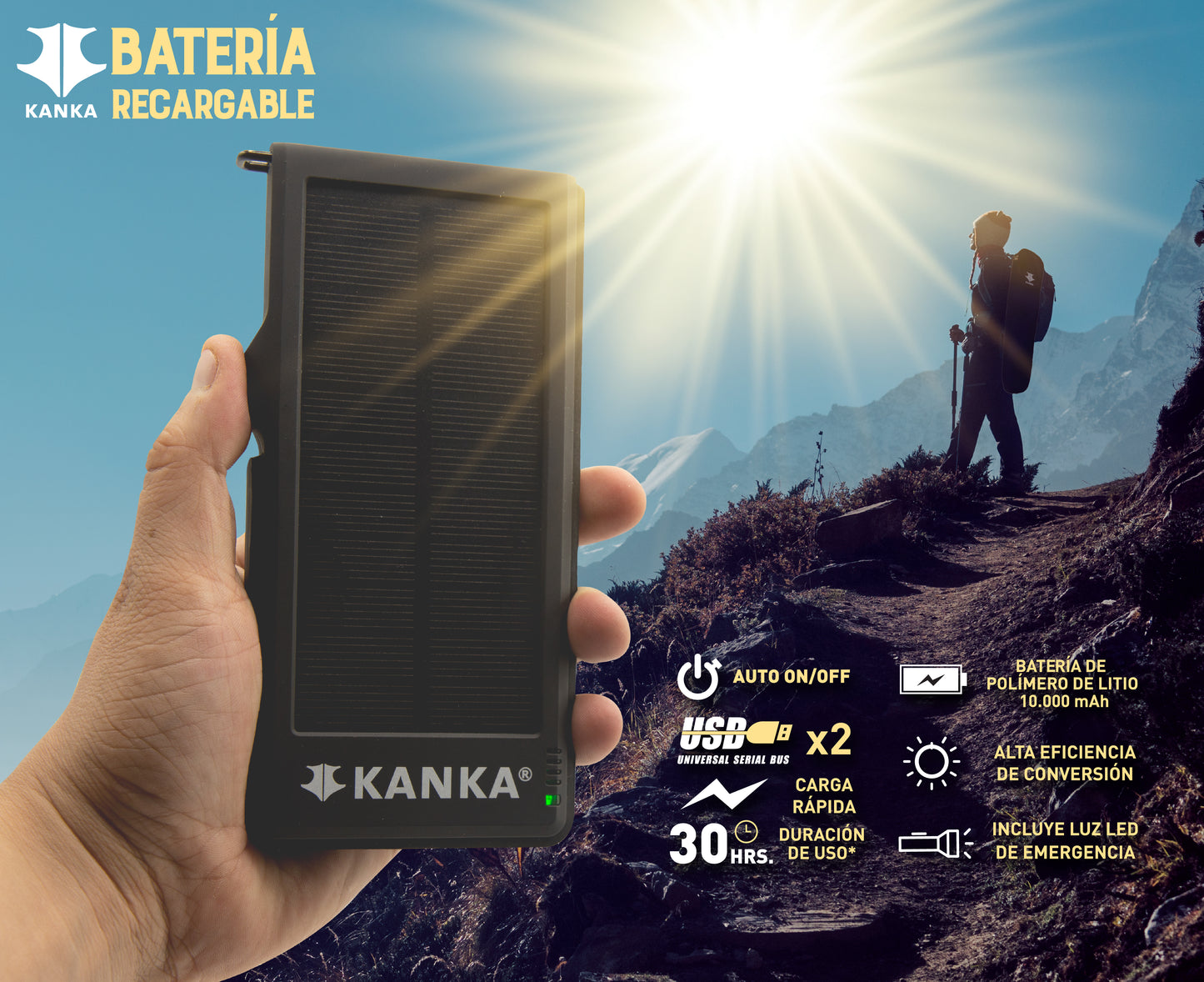BATERÍA RECARGABLE + SOLAR