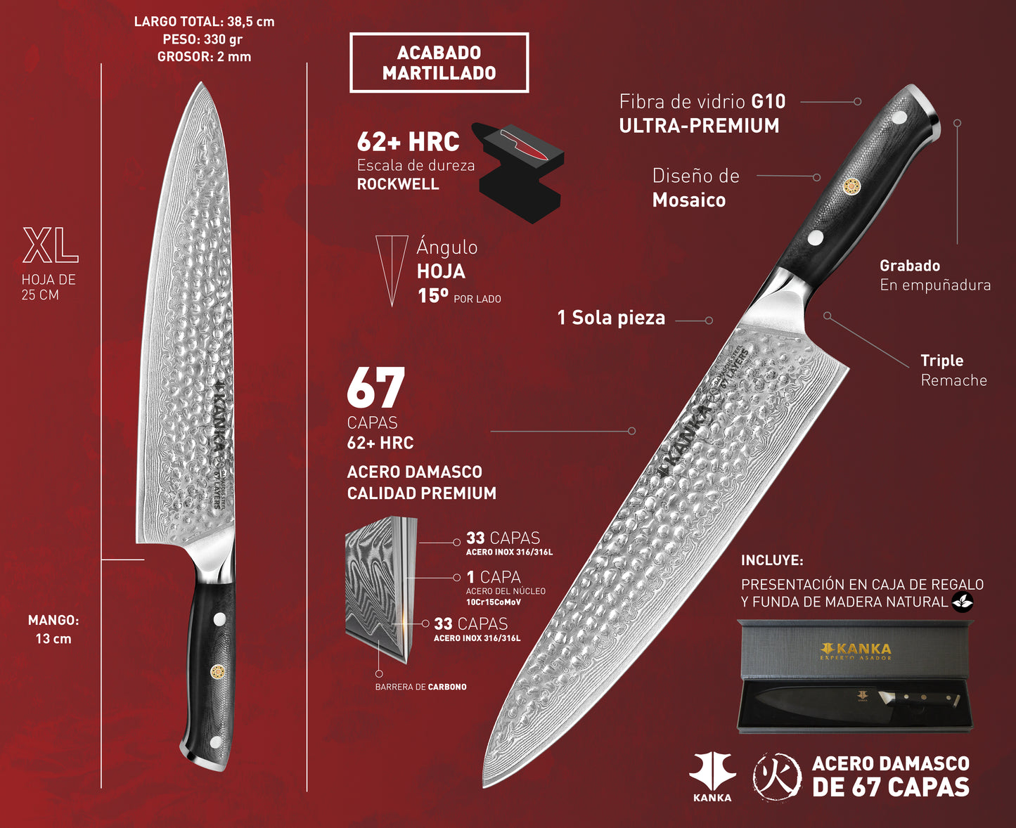 CUCHILLO ACERO DAMASCO XL