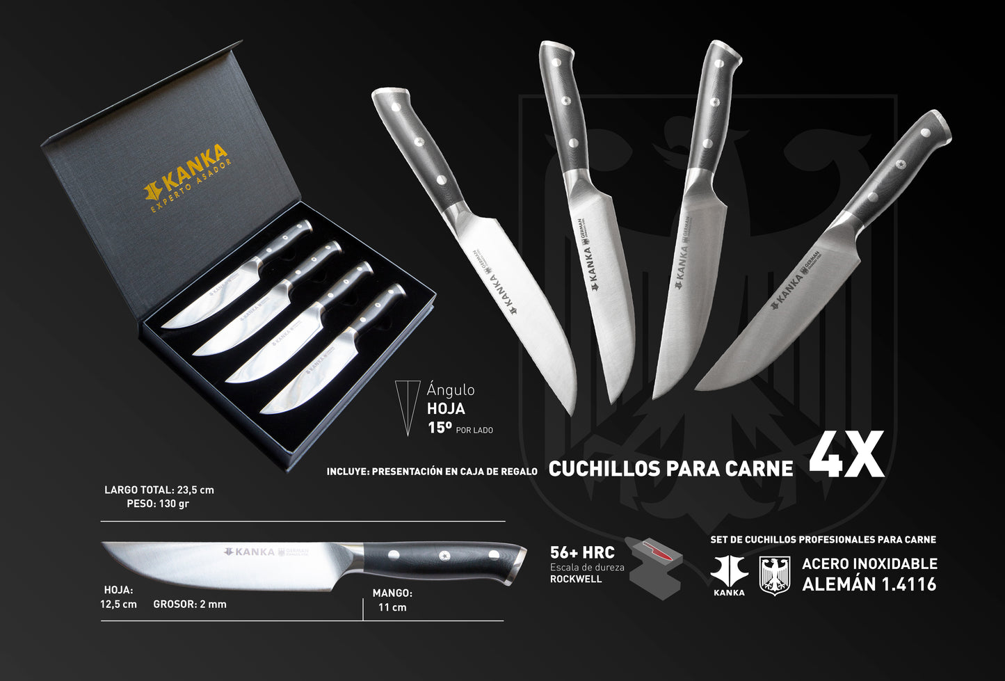 SET 4 CUCHILLOS PARA CARNE