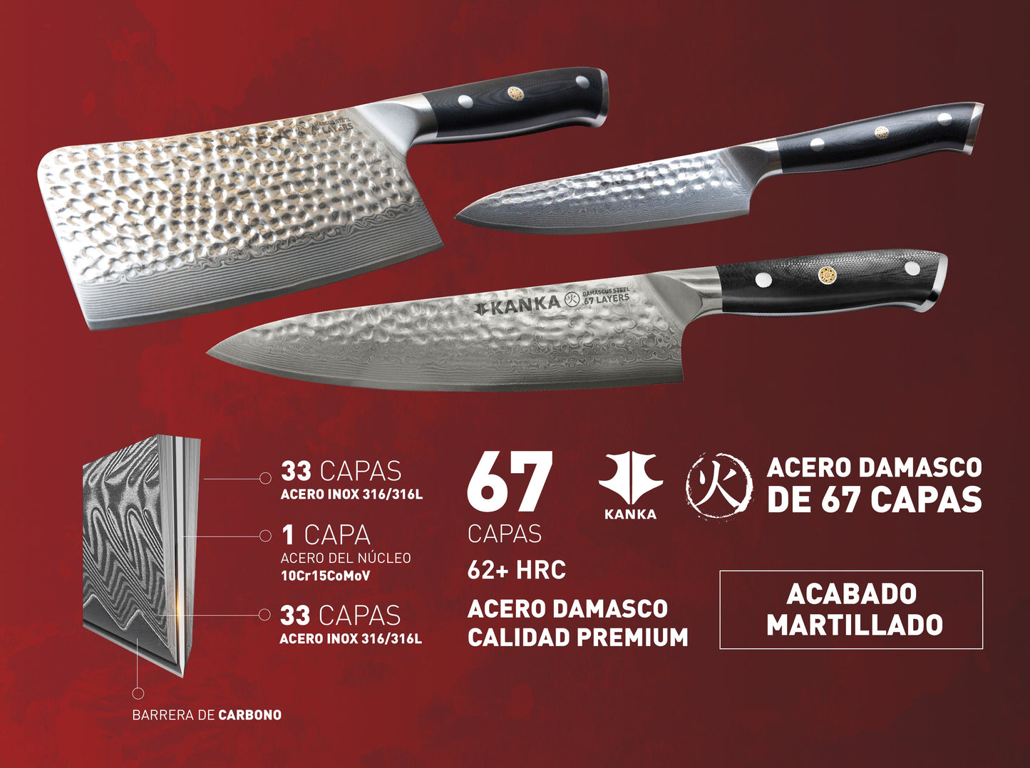 CUCHILLO ACERO DAMASCO (MARTILLADO)