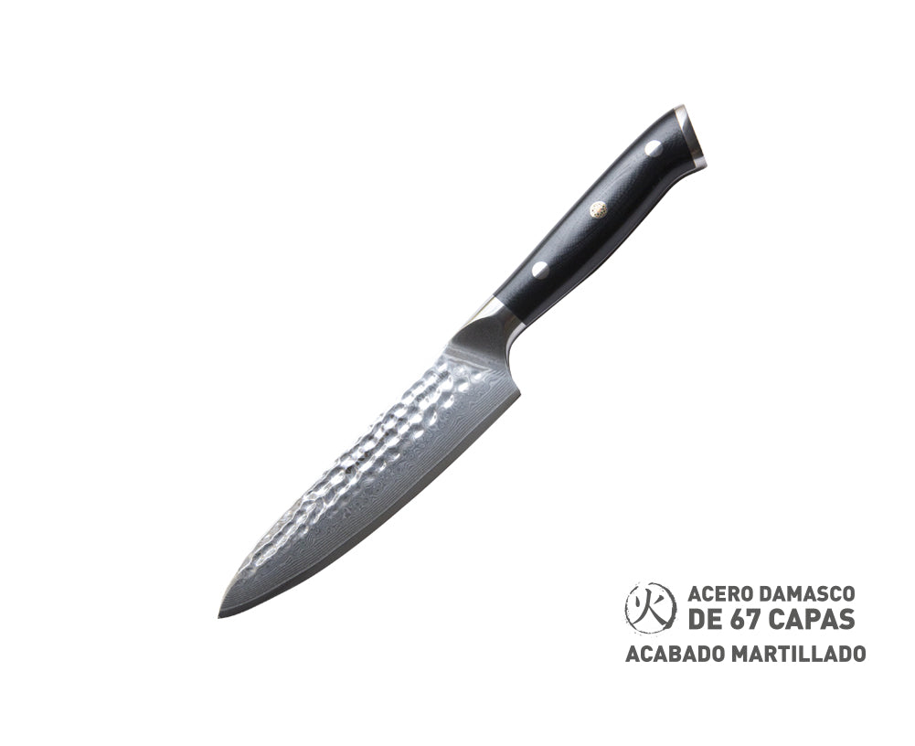 CUCHILLO MULTI USO ACERO DAMASCO (MARTILLADO)