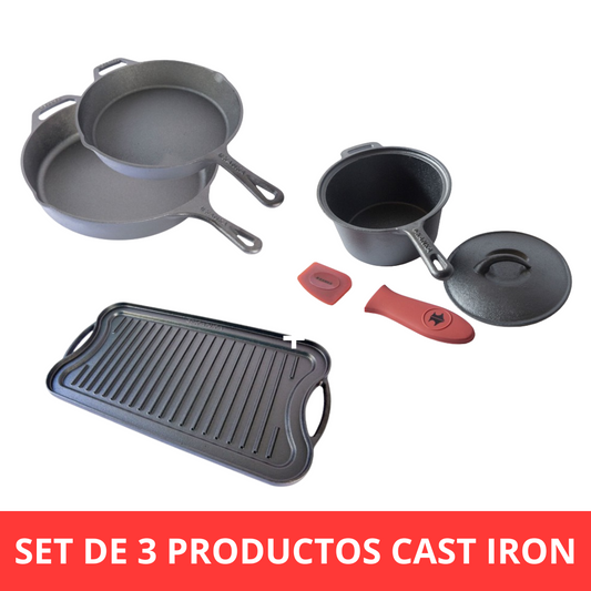 SET SARTENES + PLANCHA REVERSIBLE + OLLA SALSERA
