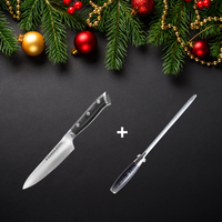 CUCHILLO MULTI USO ACERO ALEMÁN + CHAIRA (MANGO PAKKA)