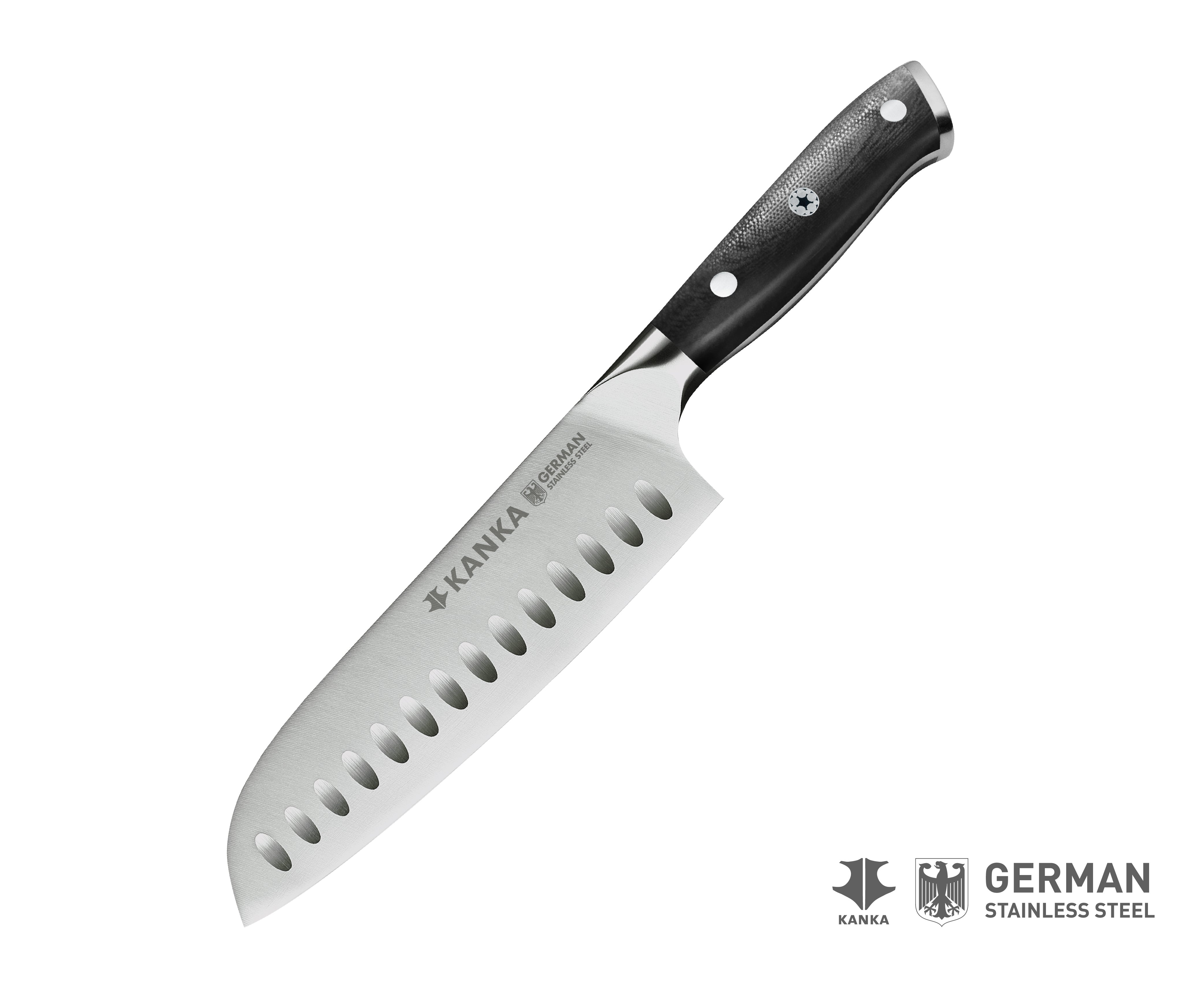 CUCHILLO PARA REBANAR + CUCHILLO SANTOKU + CHAIRA PAKKA