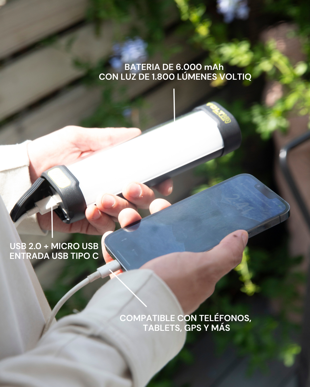 LÁMPARA LED CON BATERÍA 6.000 mAh