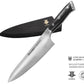 CUCHILLO CHEF 8" ALEMÁN + MULTI USO ALEMÁN + HACHA ALEMÁN + TABLA PARA CORTAR END-GRAIN