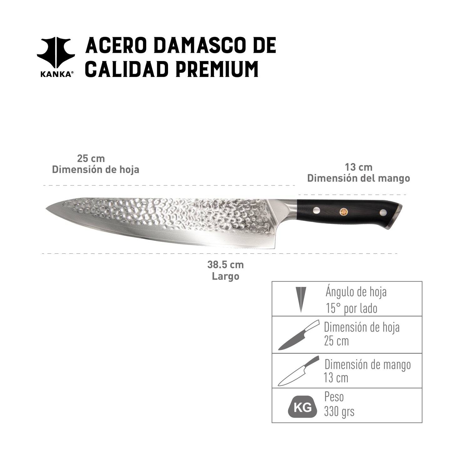 CUCHILLO ACERO DAMASCO XL