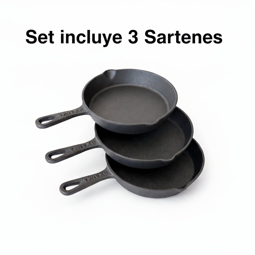 SET 3 MINI SARTENES 6" CAST IRON