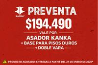PREVENTA ASADOR KANKA + BASE PARA PISOS DUROS + DOBLE VARA